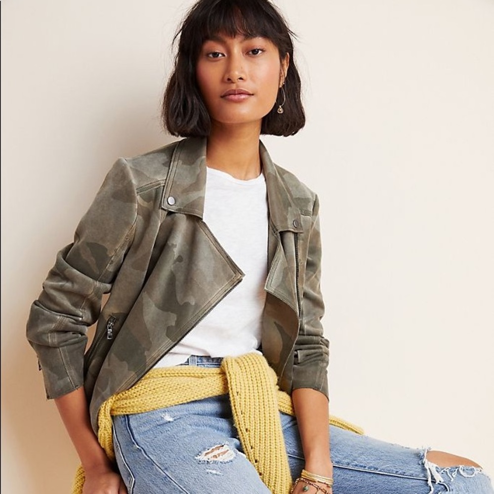 NWT Anthropologie Marrakech Camo Moto‎ Jacket XS